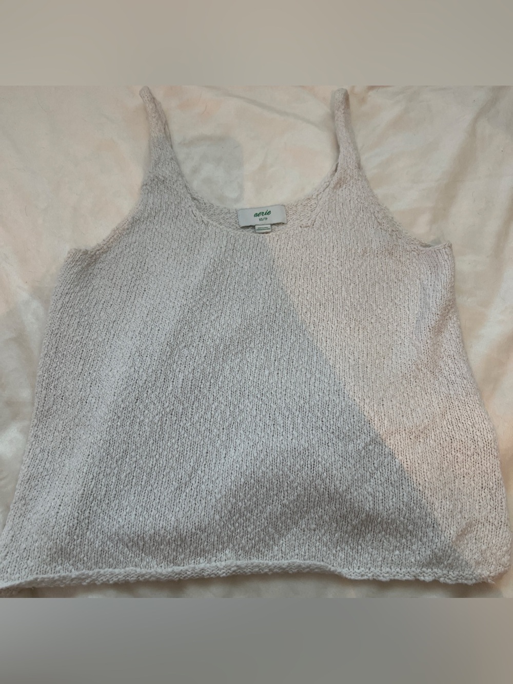 aerie White Knit Tank Top
